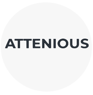Attenious logo — circular navy wordmark